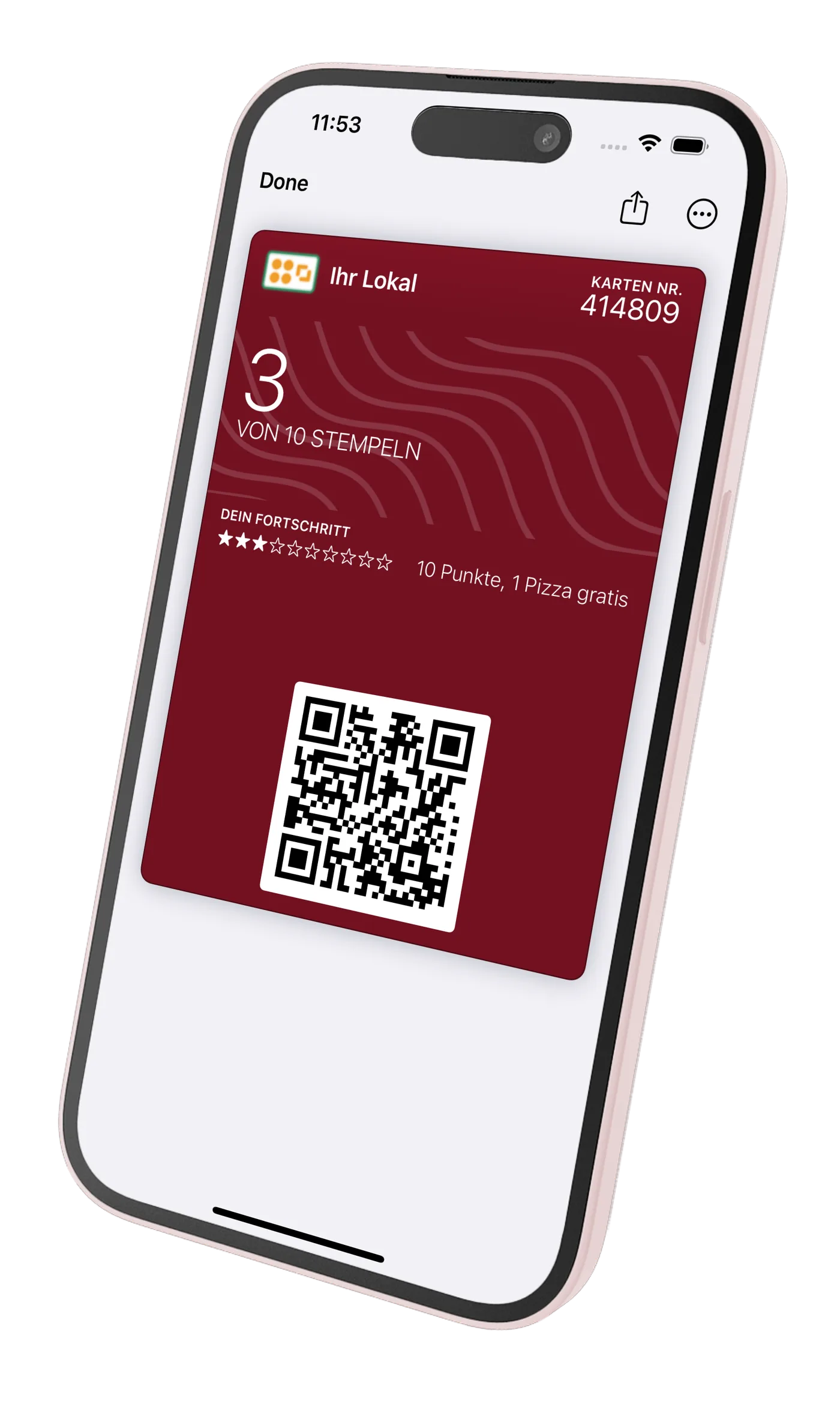 Пример карты лояльности в Wallet